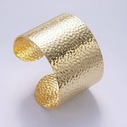 24K Gold Filled Wide Hammered Cuff Bracelet