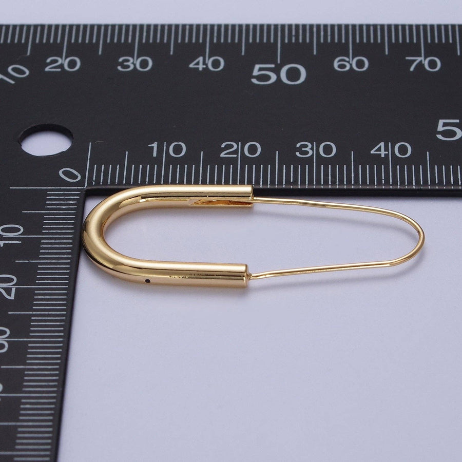 Gold Crescent U Hoop Long Hook Minimalist Earrings