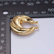 Gold Filled Chubby Twirl French Lock Latch Hoop Earring