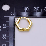 24K Gold Filled Hexagon Huggie Hoop Earrings