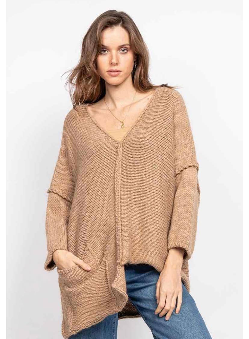 2-Pocket V-Neck Sweater