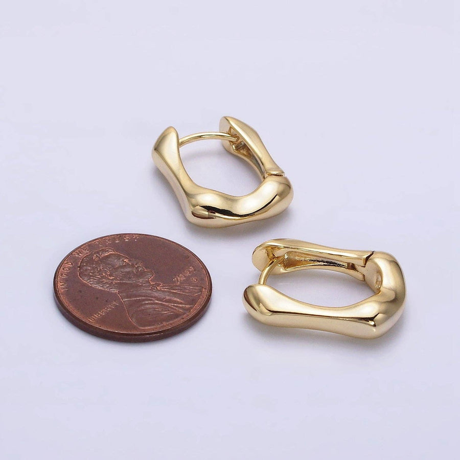 14K Gold Filled Geometric Molten Oblong Hoop Earrings