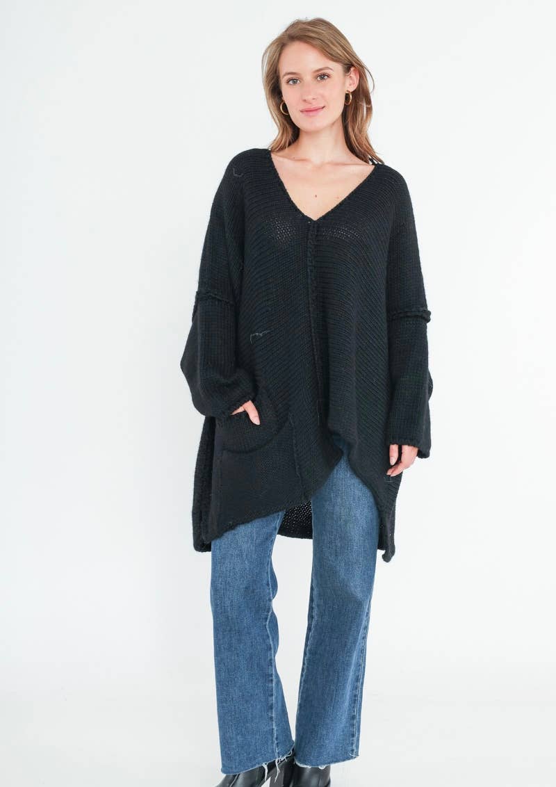 2-Pocket V-Neck Sweater