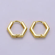 24K Gold Filled Hexagon Huggie Hoop Earrings