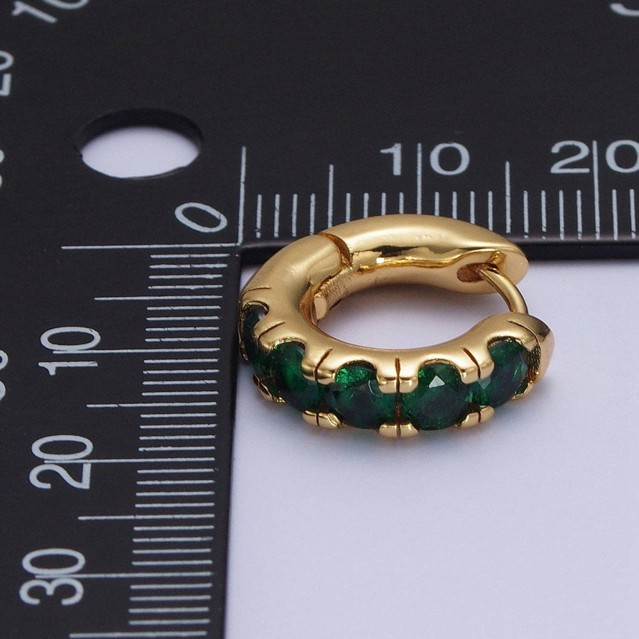 24K Gold Filled Emerald Green Micro Pave Cubic Zirconia