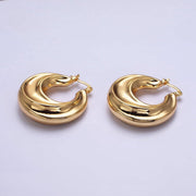 Gold Filled Chubby Twirl French Lock Latch Hoop Earring