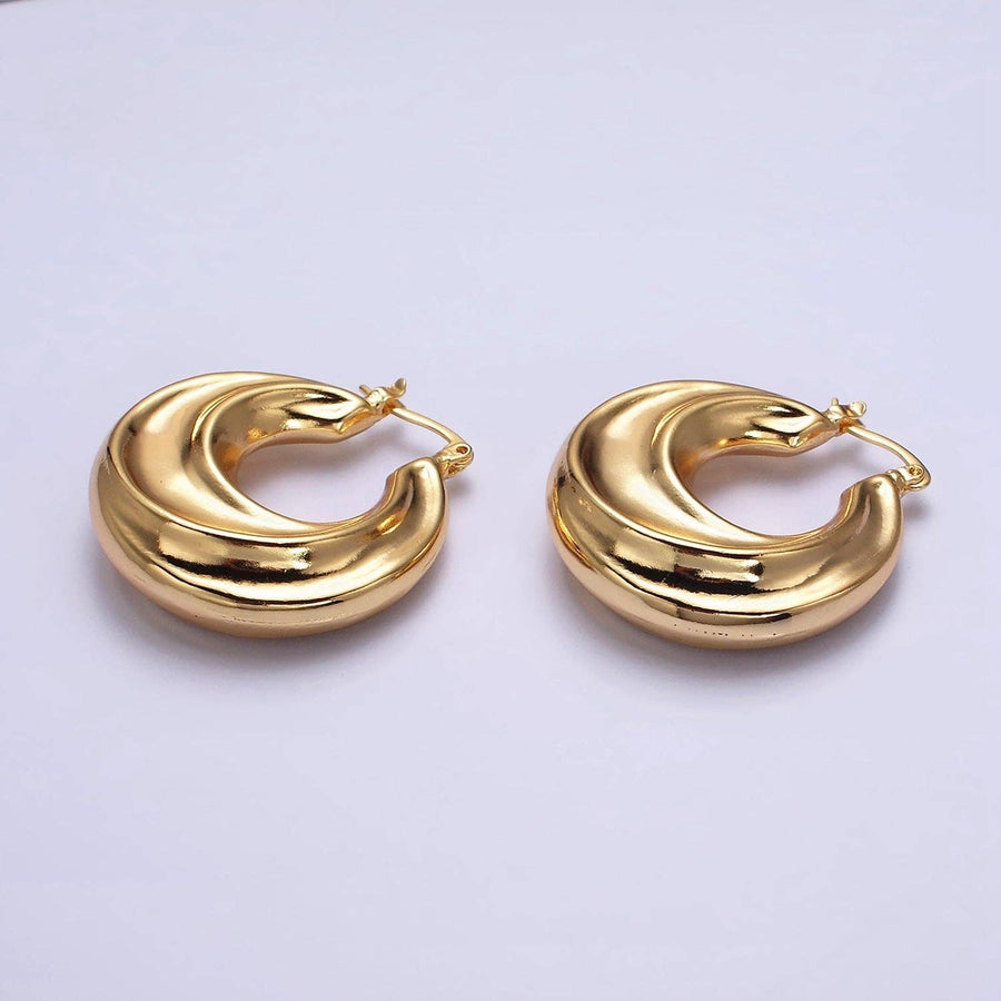 Gold Filled Chubby Twirl French Lock Latch Hoop Earring