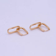 18K Rose Gold Filled U Shaped Huggie Paperclip Chain Link Drop Dangle Earrings