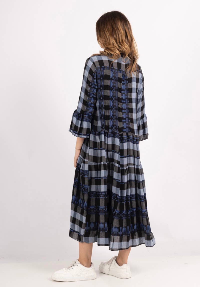 GREEK COTTON BUFFALO CHECK GRAPHIC-PRINT DRESS