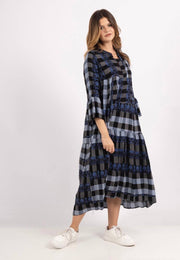 GREEK COTTON BUFFALO CHECK GRAPHIC-PRINT DRESS