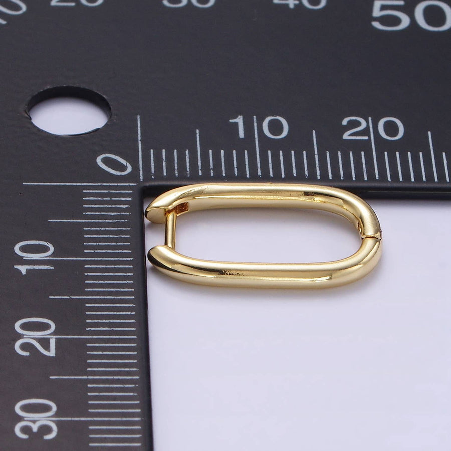 24K Gold Filled Minimalist Oblong Hoop Earrings