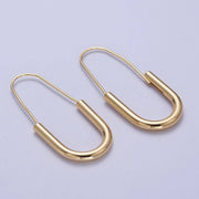 Gold Crescent U Hoop Long Hook Minimalist Earrings