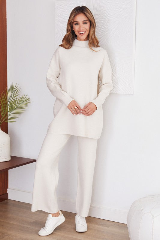 Knit Mock Neck Sweater and Pants Set