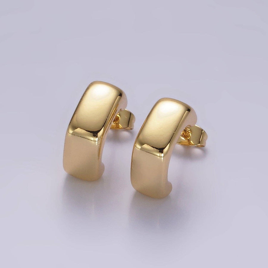 14K Gold Filled Hexagonal Modern Statement C-Shaped Hoop Earrings