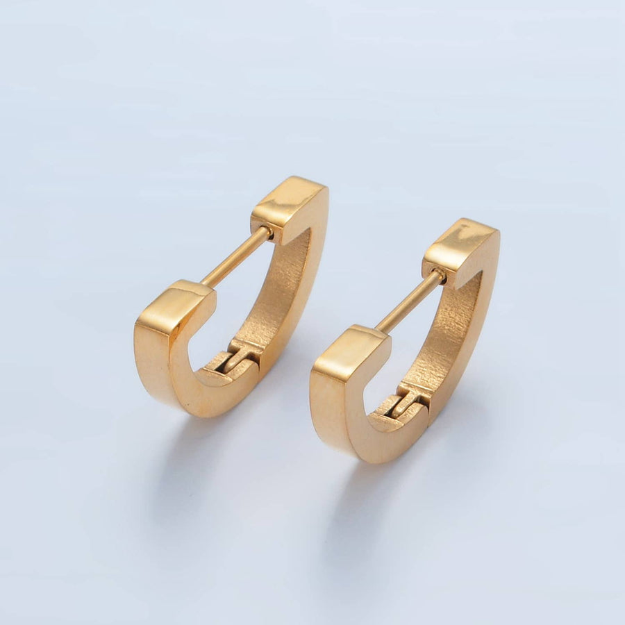 Stainless Steel D-Shaped Cartilage Huggie Earrings