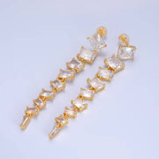 24K Gold Filled CZ Baguette Stud Dangle Earring