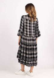 GREEK COTTON BUFFALO CHECK GRAPHIC-PRINT DRESS