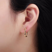 24K Gold Filled Minimalist Oblong Hoop Earrings